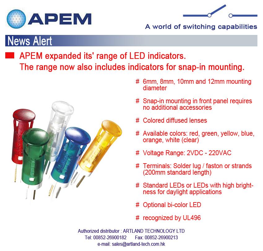 APEM(法国艾宾)INDICATORS指示灯QS系列