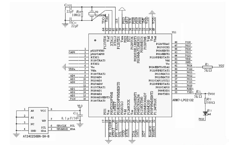MCU控制系统电路原理图